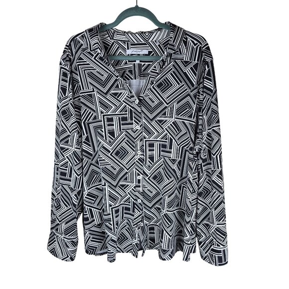 Foxcroft Mary Geometric Print Button-Up Shirt Easy Care 3X - Picture 1 of 5